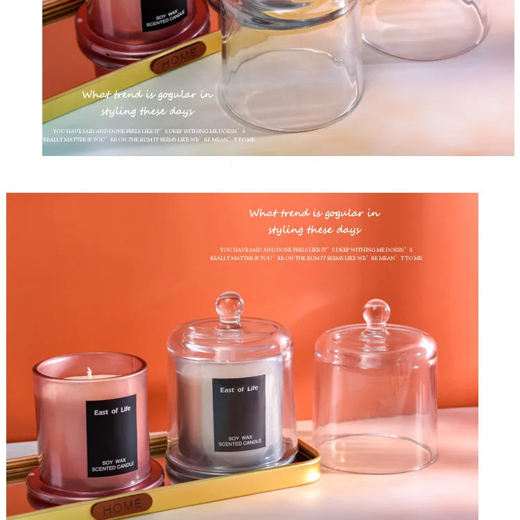 شمعة معطرة في كوب زجاجي.