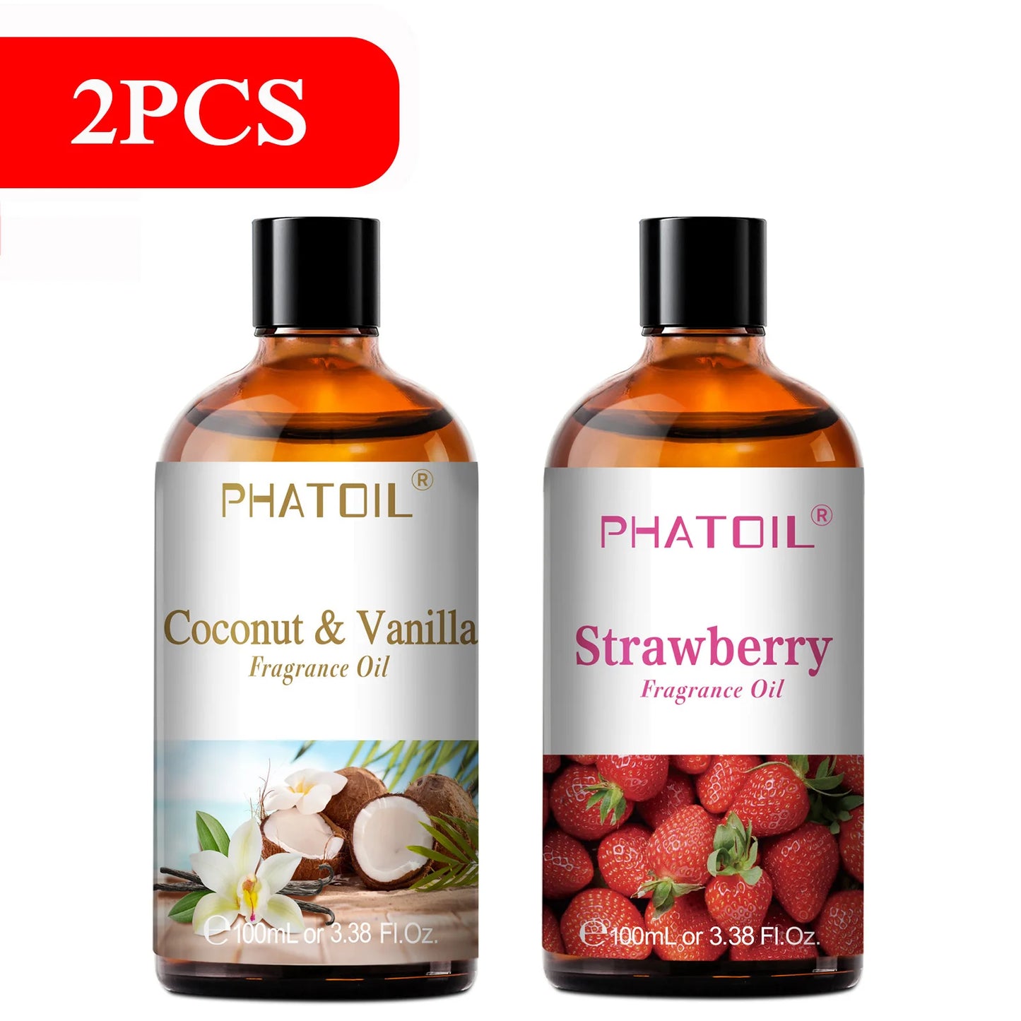 زيت عطري عطري للعلاج بالروائح بسعة 100 مل، بروائح جوز الهند والفانيليا، الفراولة، الكرز، و الليمون، متوفر بـ 1 / 2 / 3 قطع، مخصص