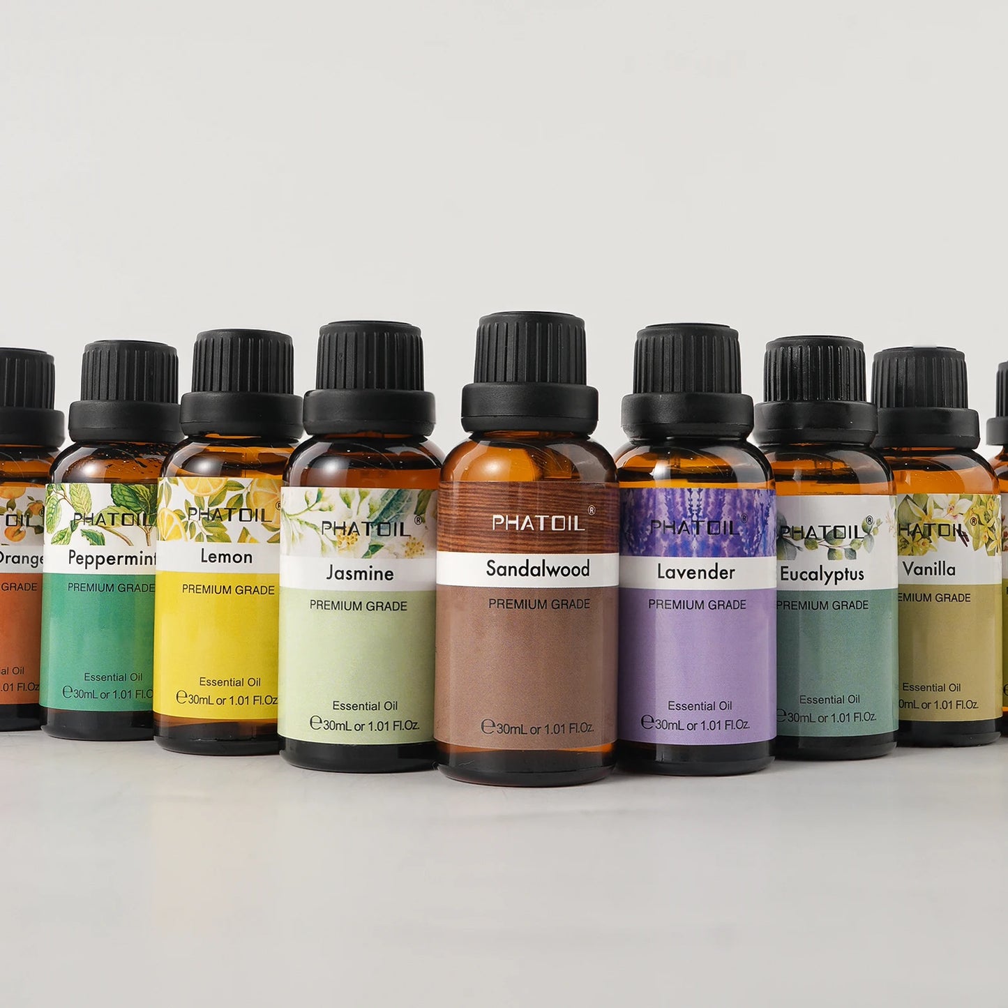 زيت عطري للعلاج بالروائح بسعة 30 مل، بنكهات اللافندر، الأوكالبتوس، الفانيليا، والبرتقال الحلو.