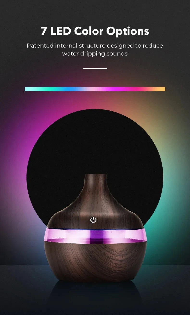 جهاز ترطيب هواء كهربائي وموزع روائح عطري بتصميم خشبي، يعمل بـالموجات فوق الصوتية، صانع رذاذ بارد للزيوت العطرية والعلاج با