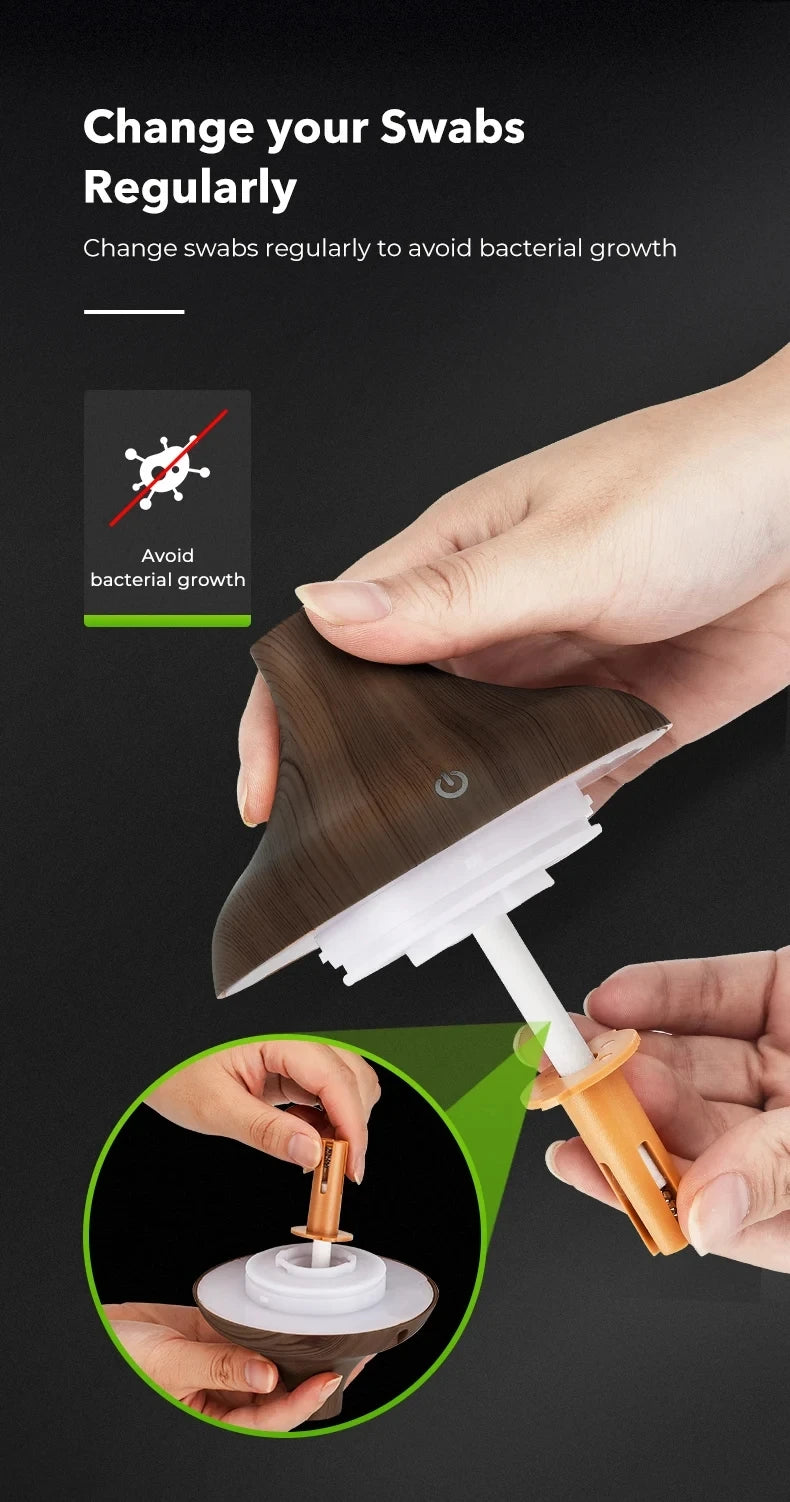 جهاز ترطيب هواء كهربائي وموزع روائح عطري بتصميم خشبي، يعمل بـالموجات فوق الصوتية، صانع رذاذ بارد للزيوت العطرية والعلاج با