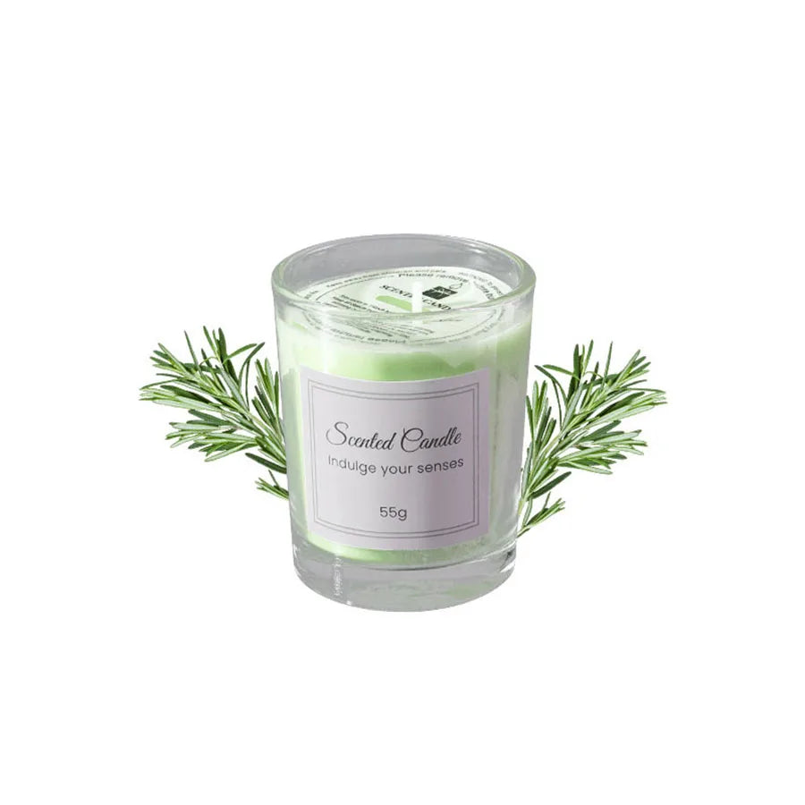 شمعة معطرة في كوب زجاجي.
