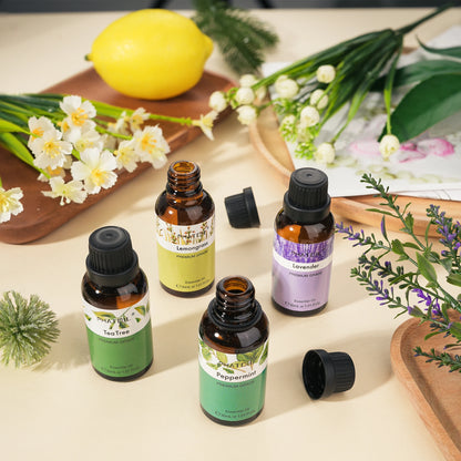 زيت عطري للعلاج بالروائح بسعة 30 مل، بنكهات اللافندر، الأوكالبتوس، الفانيليا، والبرتقال الحلو.